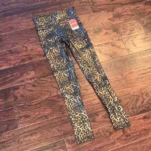 Spanx faux leather leggings, leopard shine